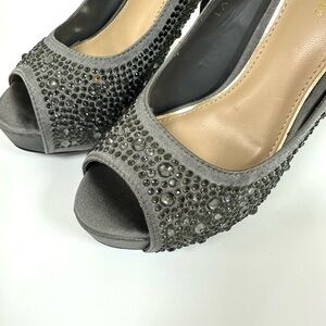 Gunmetal Peep-Toe Heels